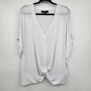 ELOQUII Women's White Knotted Bat Wing Short Sleeve Top Sz 18/20